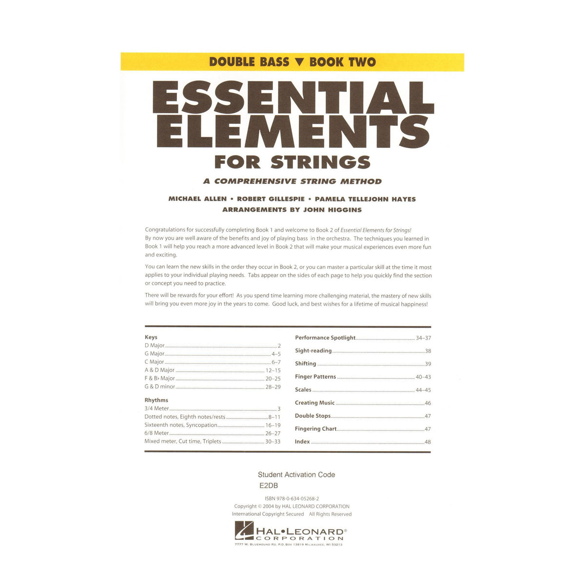 Essential Elements Interactive (formerly 2000) for Strings - Bass Book 2 - by Allen/Gillespie/Hayes - Hal Leonard Publication
