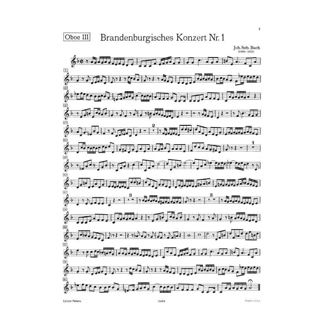 Bach, J.S. - Brandenburg Concerto No. 1 BWV 1046 for Oboe 3 - Peters Edition