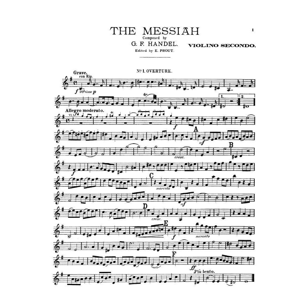 Handel, George Frideric - "Messiah" for String Orchestra - Violin 2 part - arranged by Prout - G Schirmer Edition