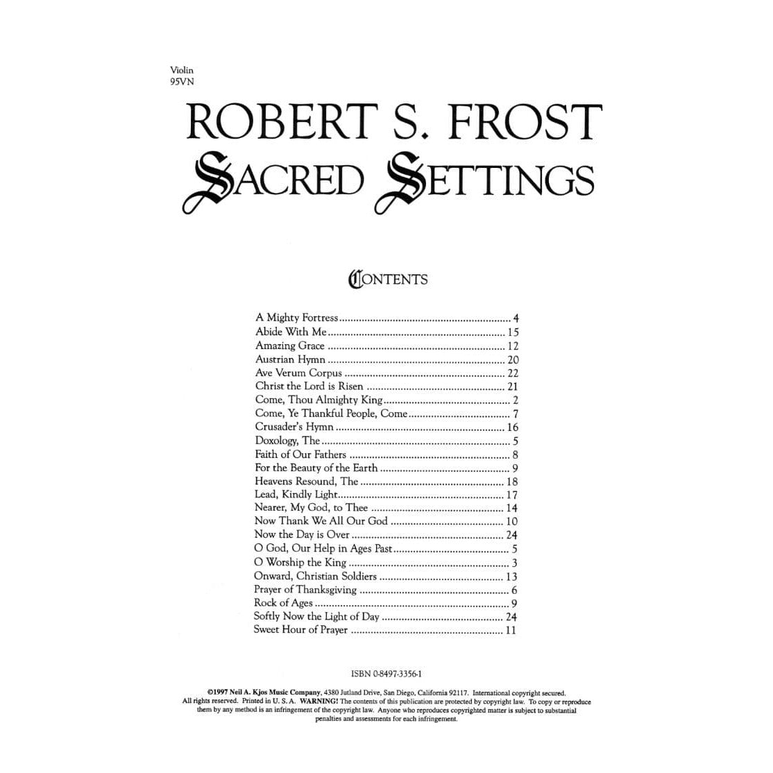 Frost, Robert S - Sacred Settings - Violin - Neil A Kjos Music Co