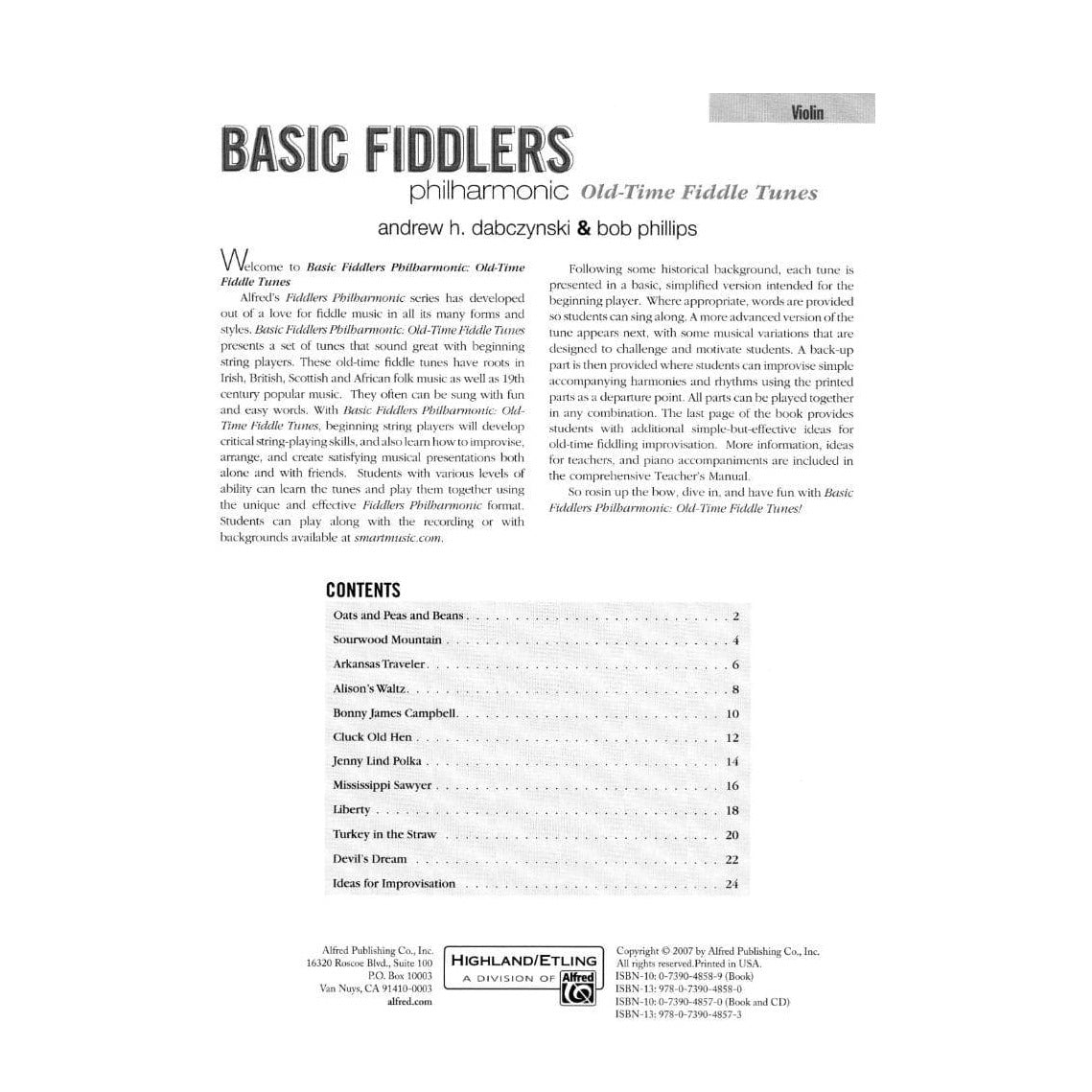 Basic Fiddlers Philharmonic: Old-Time Fiddle Tunes for Violin with CD by Dabczynski and Phillips - Highland/Etling Publication