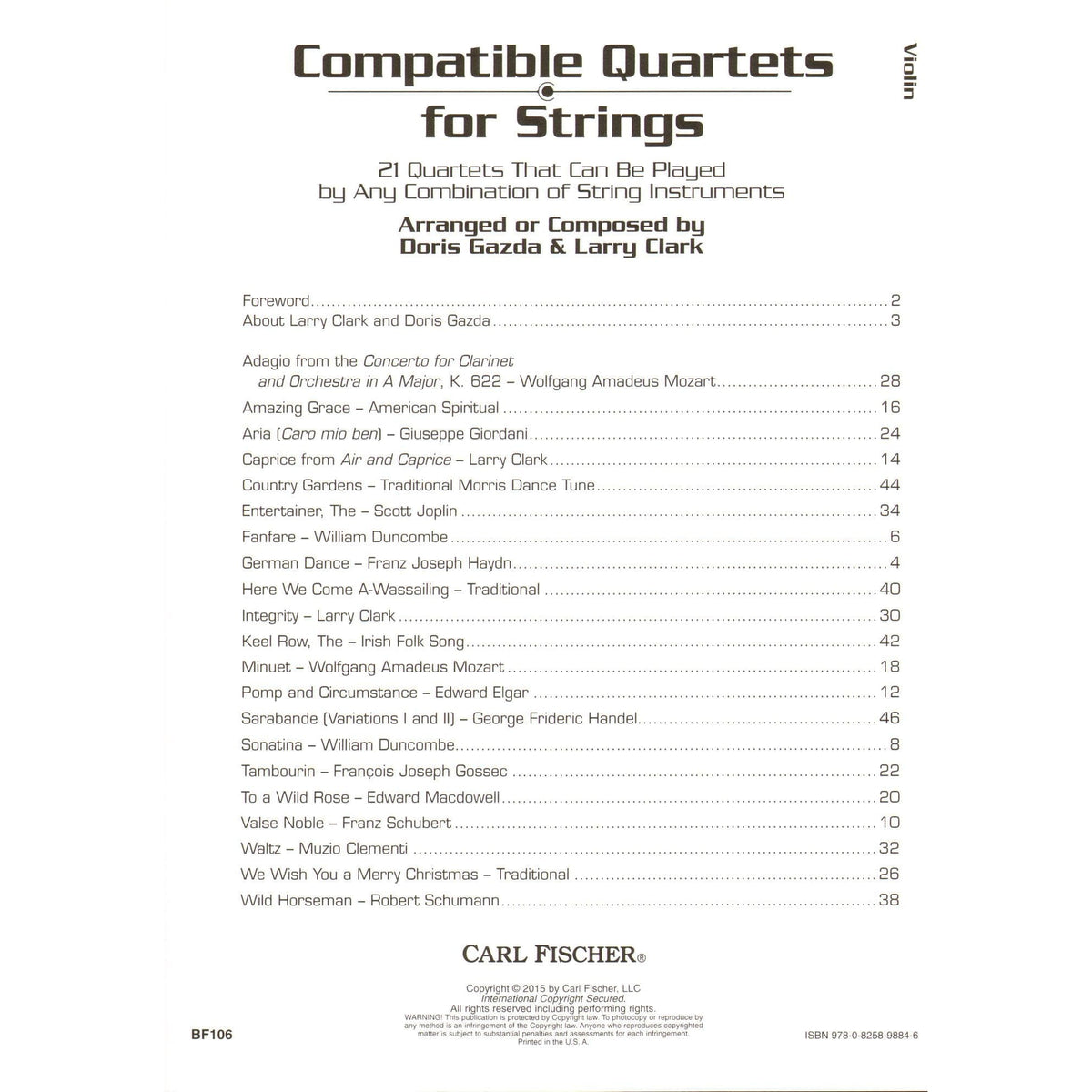 Gazda / Clark - Compatible Quartets for Strings Violin - Carl Fischer