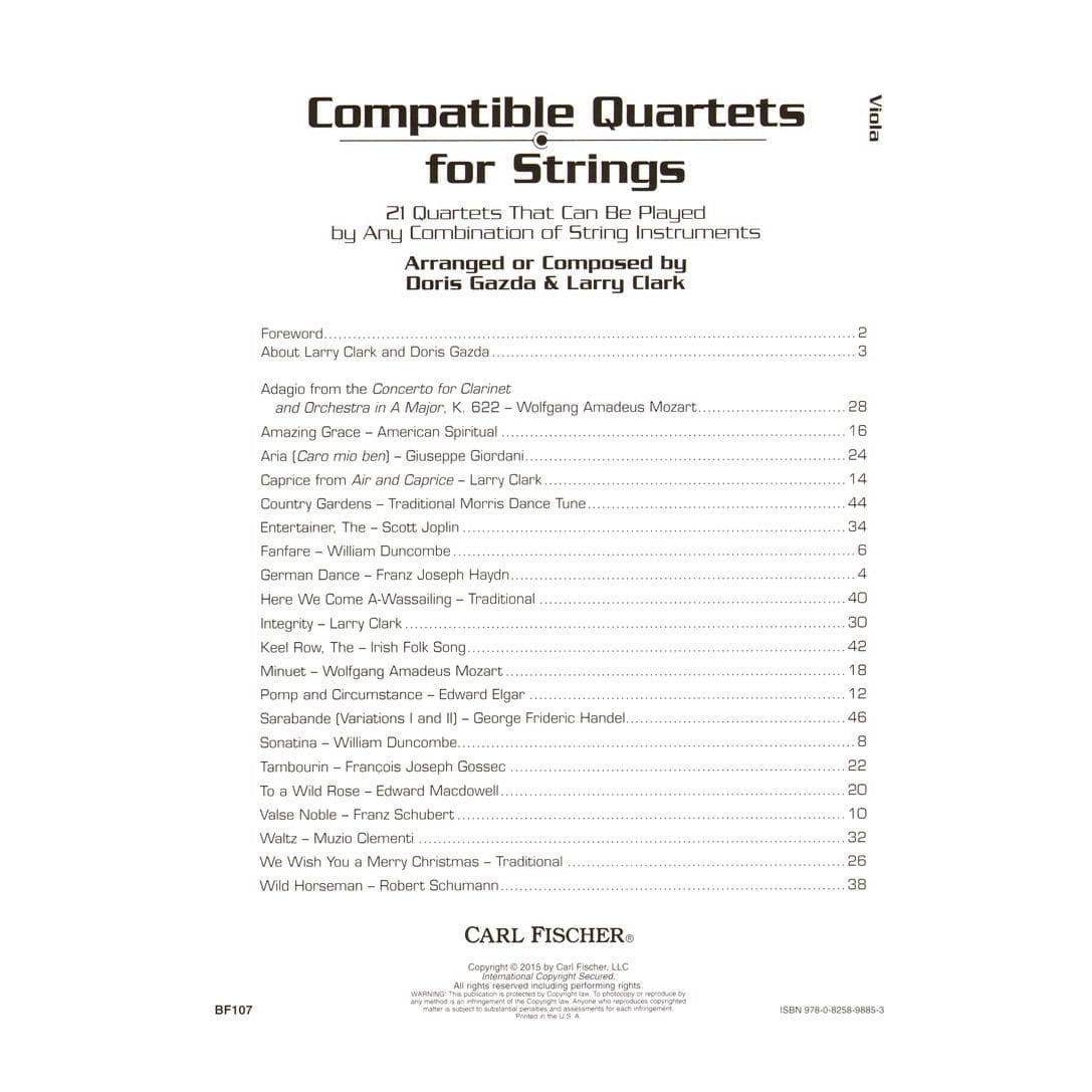 Gazda / Clark - Compatible Quartets for Strings Viola - Carl Fischer