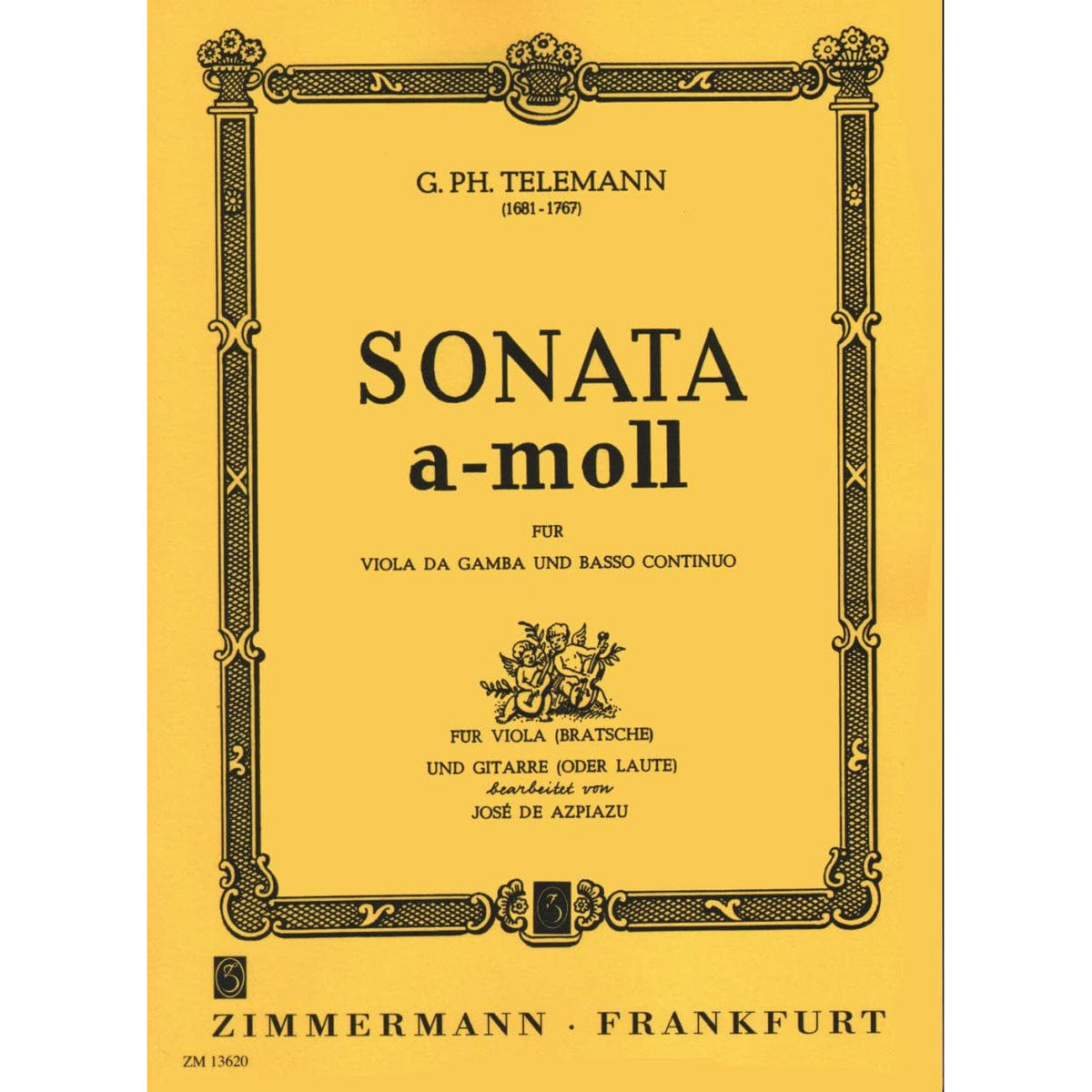 Telemann, Georg Philipp - Sonata in a minor For Viola and Guitar Published by Zimmermann Frankfurt