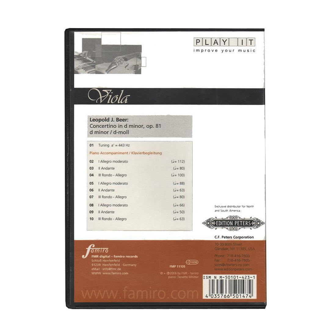 Beer, Leopold - Study CD for Viola: Concertino in D Minor, Op 81 - Play-Along CD - Edition Peters