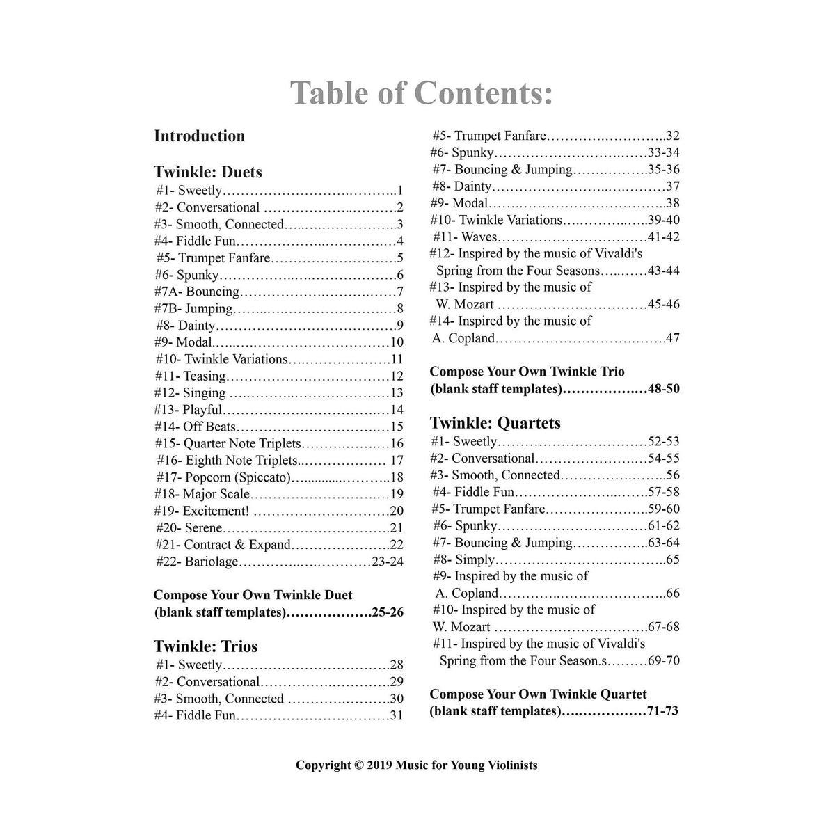 Figi, Heather - Twinkle: Duets, Trios & Quartets - for Violin Ensemble - Digital Download