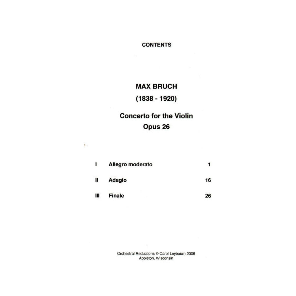 Bruch, Max - Violin Concerto No 1 in g minor, Op 26 - PIANO ACCOMPANIMENT ONLY - arranged by Carol Leybourn - Frustrated Accompanist Edition