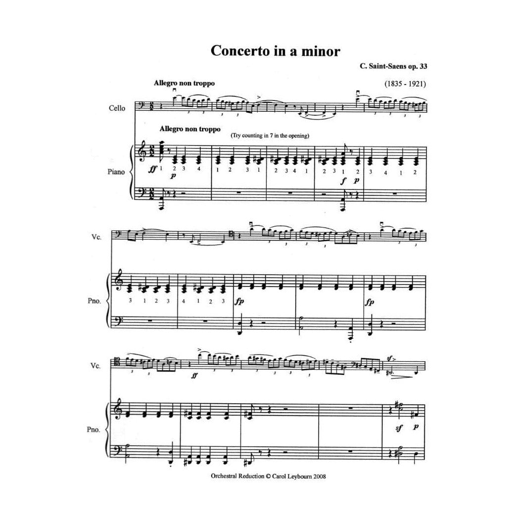 Saint-Saëns, Camille - Cello Concerto No 1 in a minor, Op 33 - PIANO ACCOMPANIMENT ONLY - arranged by Carol Leybourn - Frustrated Accompanist Edition