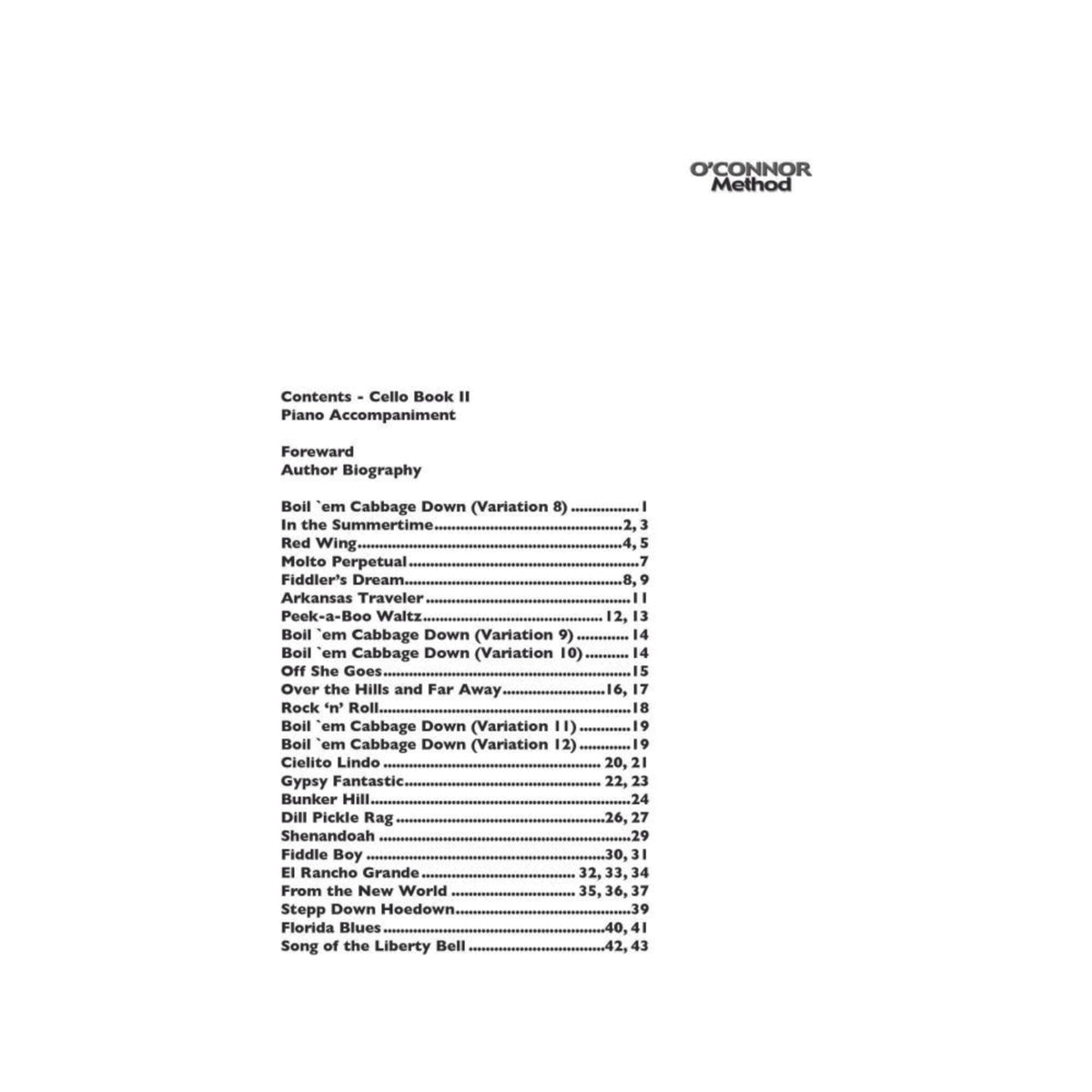 O'Connor Cello Method Book II - Piano Accompaniment - Digital Download