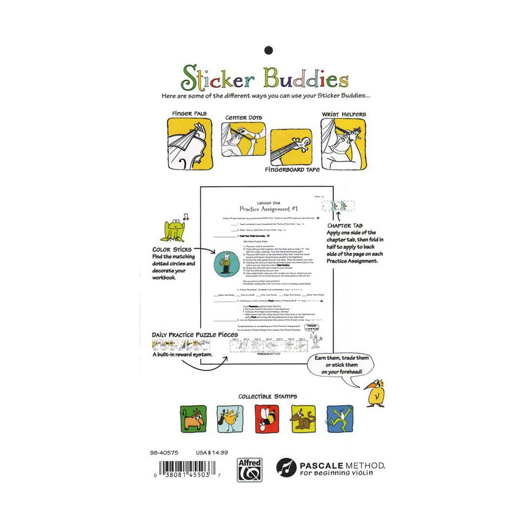 Sticker Buddies for The Pascale Method (Beginning Violin) - 12 Lesson Pack - Alfred
