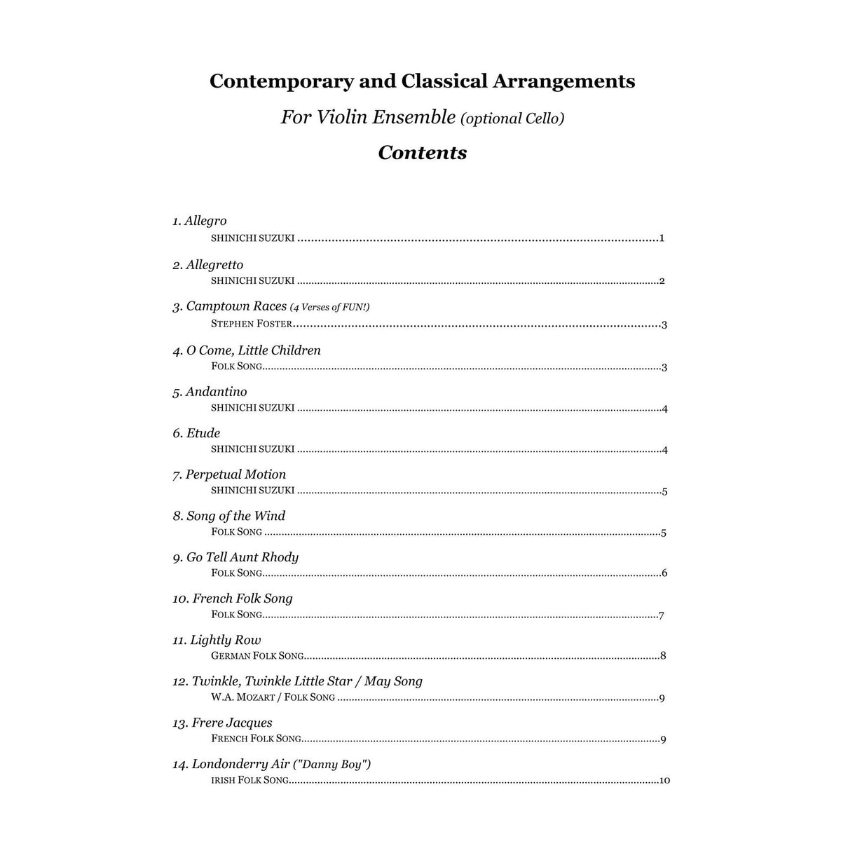 Yasuda - Contemporary & Classical Arr. for Violin Ensemble (Accomp ONLY) - Dig. Download