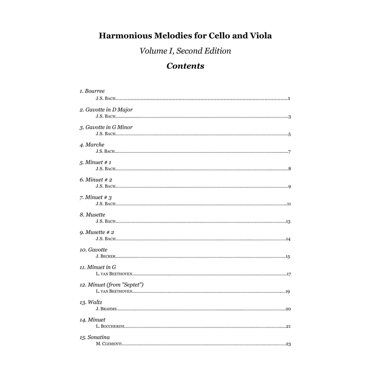 Yasuda, Martha - Harmonious Melodies for Cello (Melody) and Viola (Harmony) - Digital Download