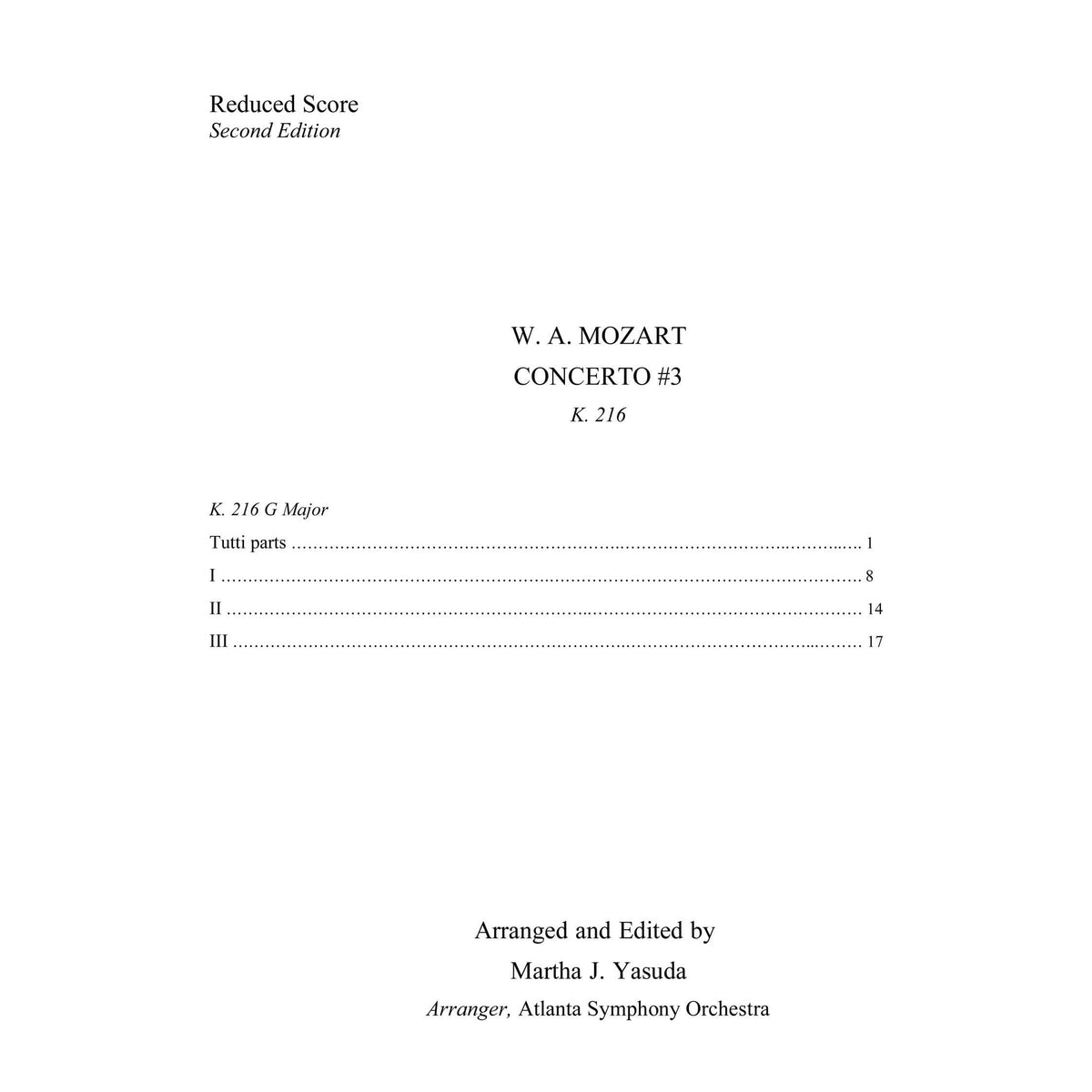 Yasuda, Martha - Mozart Concerti No. 3 for Two or Three Violins - Digital Download