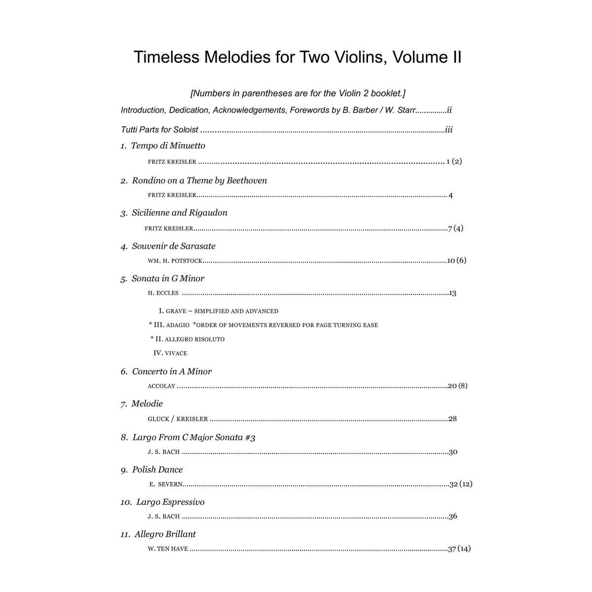 Yasuda, Martha - Timeless Melodies For Two Violins, Volume II - Digital Download