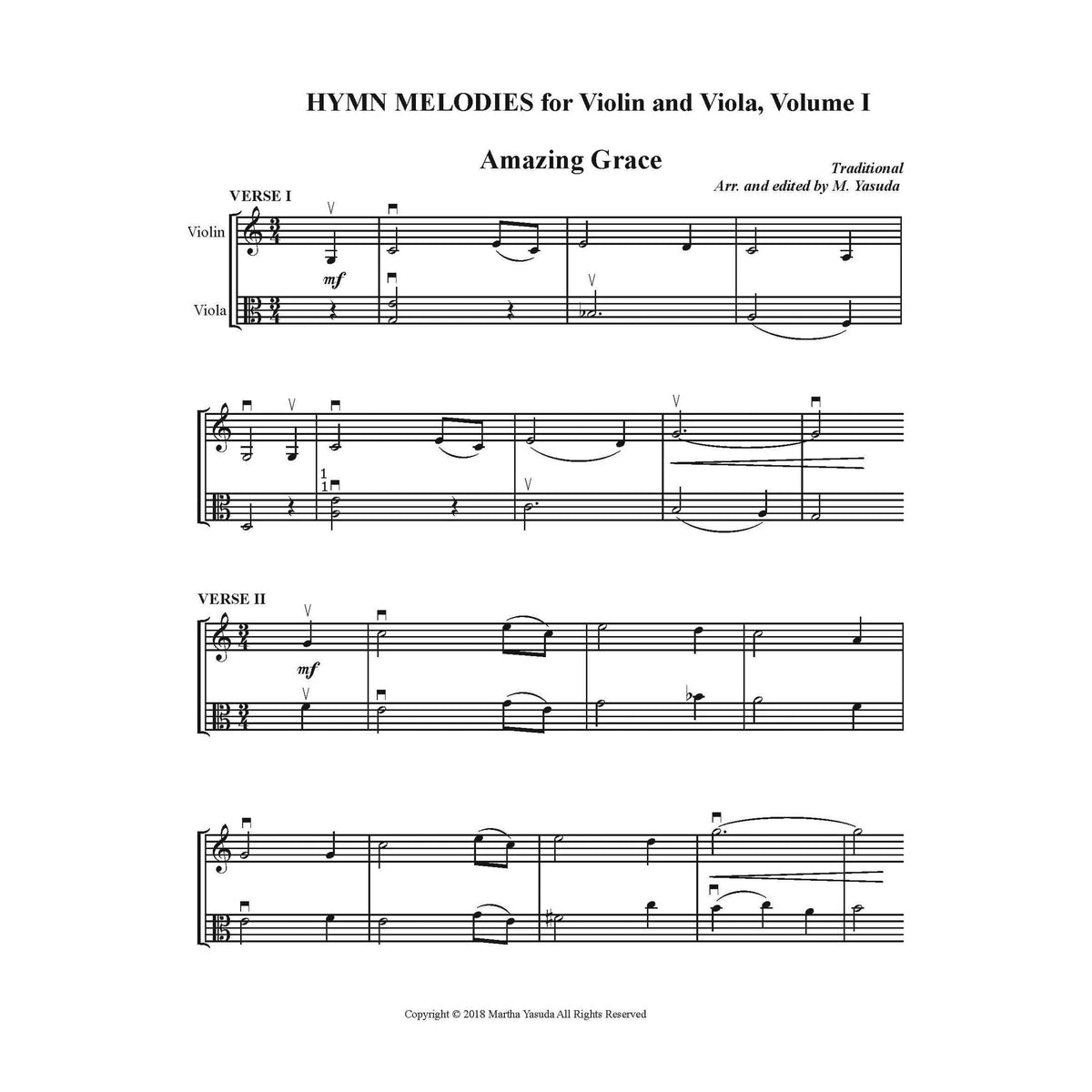 Yasuda Hymn Melodies Violin & Viola Vol 1 Digital