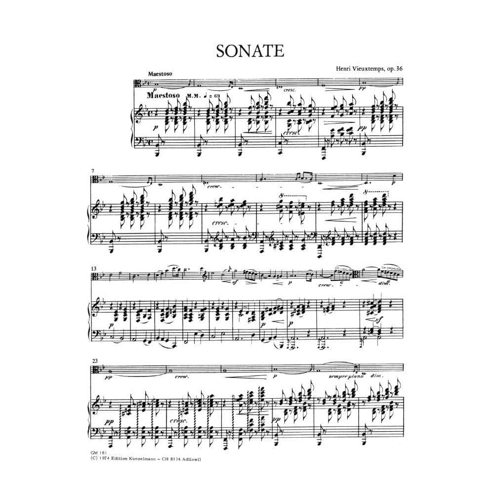 Vieuxtemps - Sonata In B-Flat Major, Op 36 For Viola and Piano Published by Edition Kunzelmann