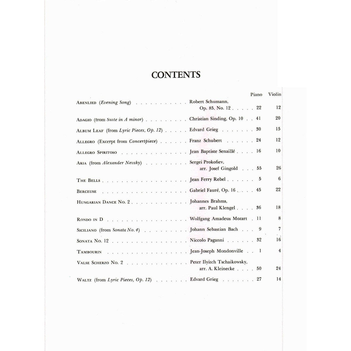 Solos for the Violin Player - Violin and Piano - edited by Josef Gingold - G Schirmer Edition