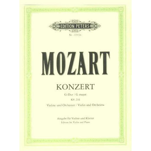 Mozart, WA - Concerto No 3 in G Major, K 216 - Violin and Piano - edited by David Oistrakh - Edition Peters