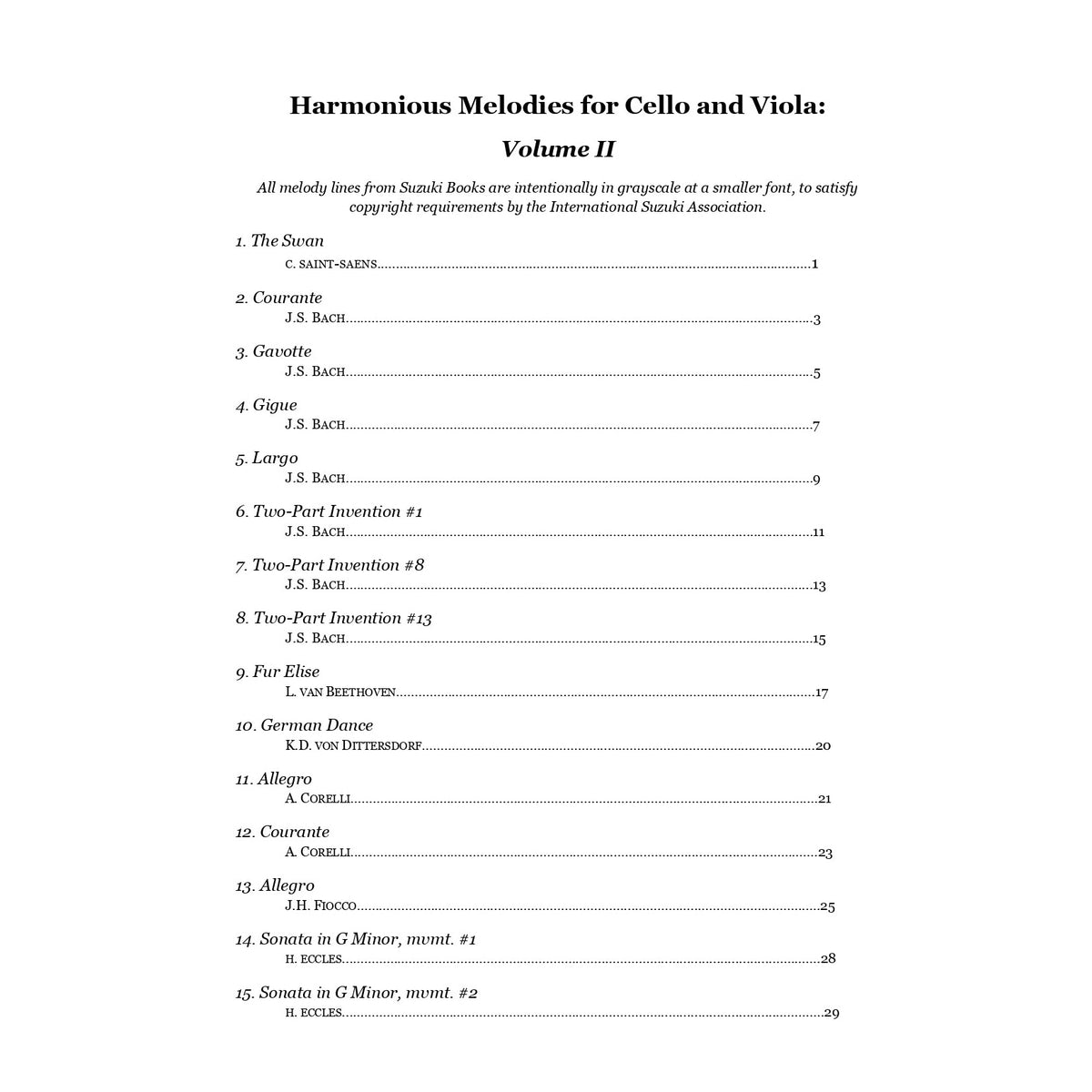Yasuda, Martha - Harmonious Melodies For Cello and Viola, Volume II - Digital Download