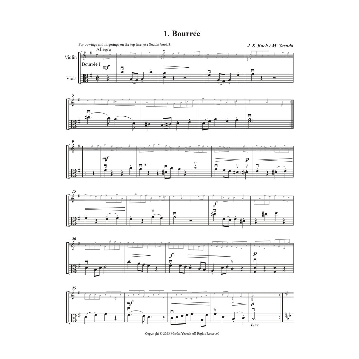 Yasuda, Martha - Harmonious Melodies, Versatile Arrangements for Violin, Viola, and Cello, Volume I - Digital Download