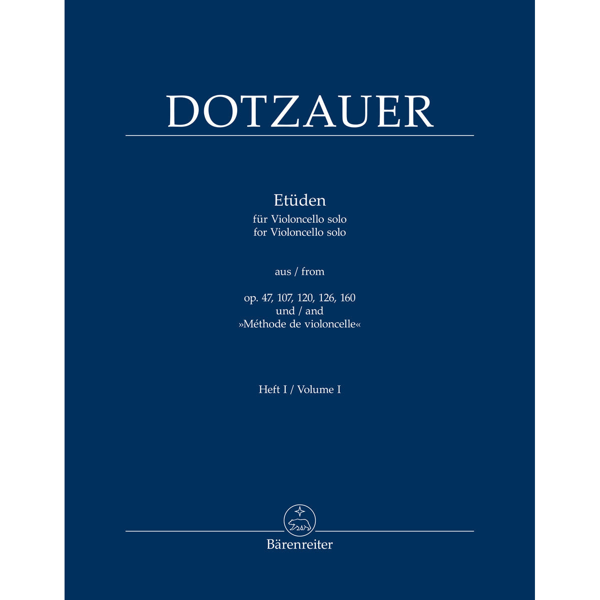 Dotzauer, Friedrich - Etudes for Cello, Volume I - edited by Kennaway - Barenreiter Urtext