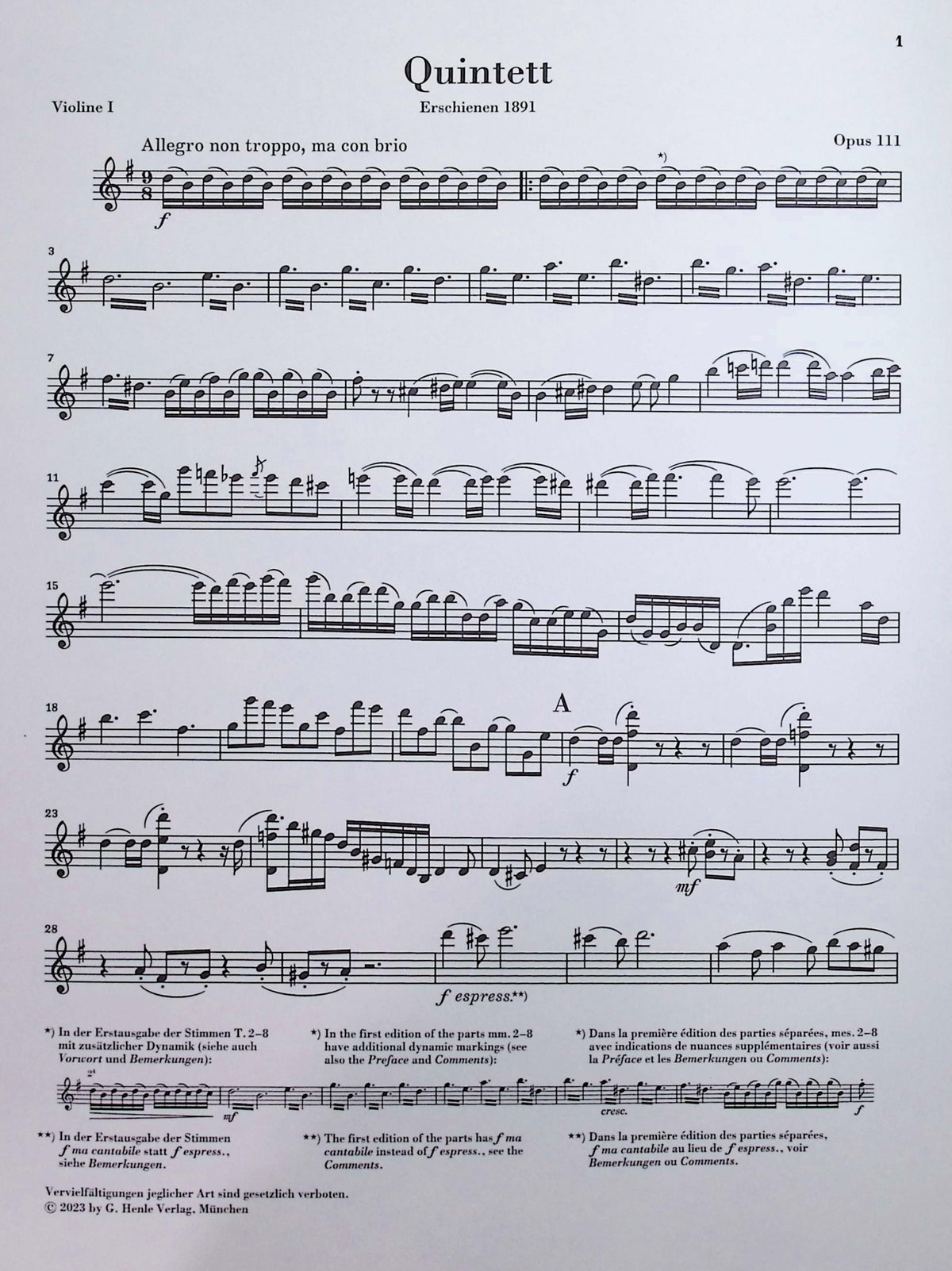 Brahms, Johannes - String Quartet no. 2 - Edited by Kirsch - G. Henle Verlag