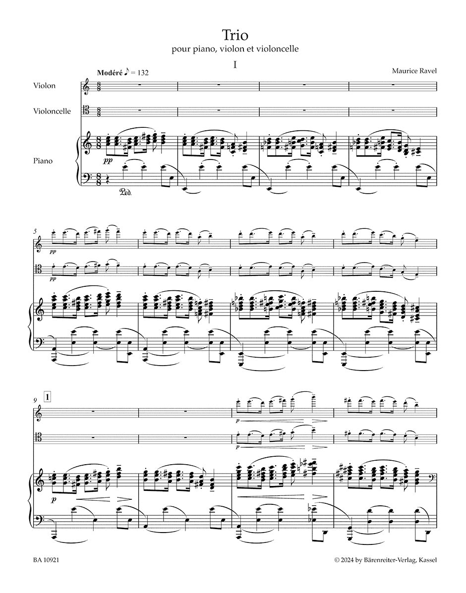 Ravel, Maurice - Piano Trio - for Piano, Violin, and Cello - edited by Woodfull-Harris - Barenreiter Urtext