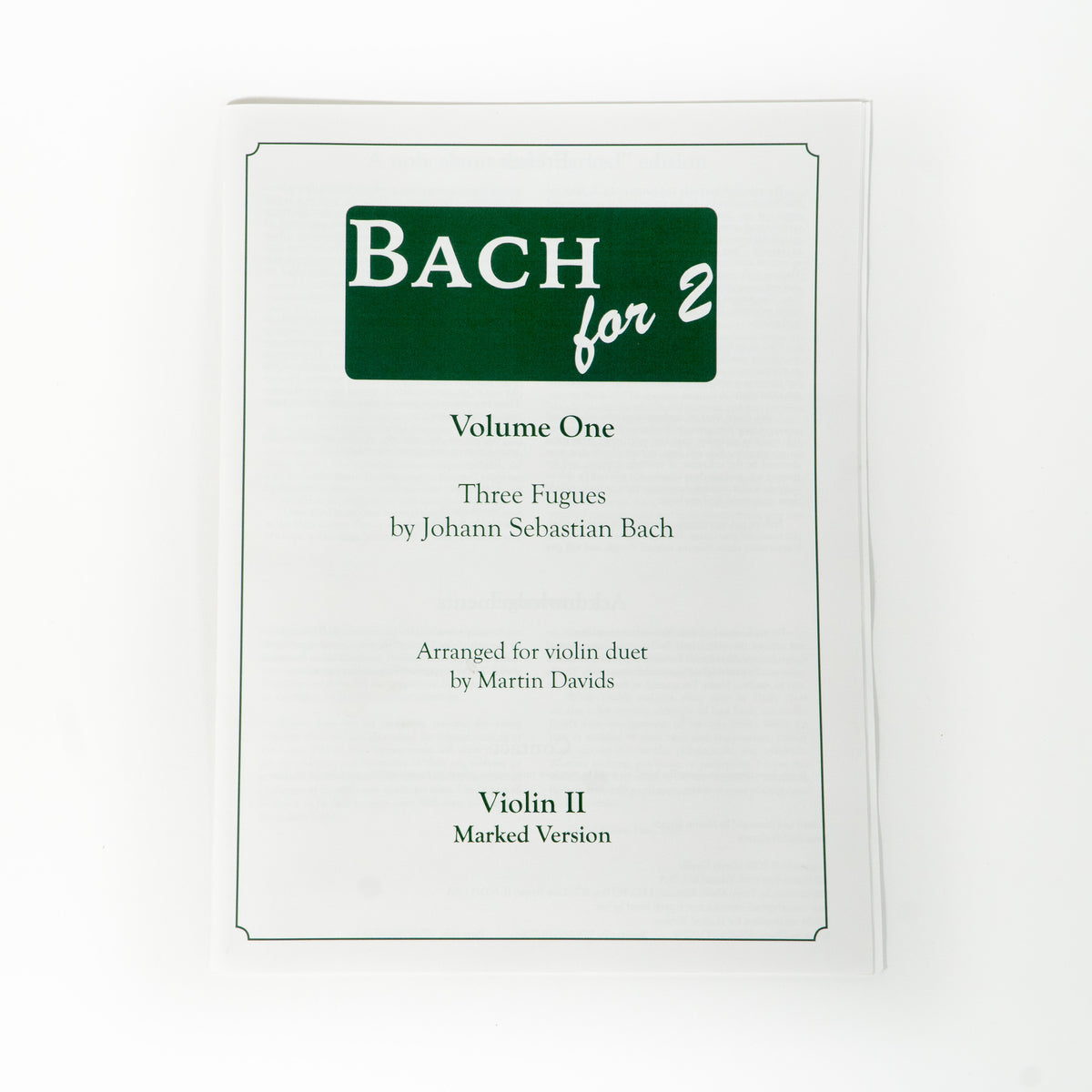 Davids - Bach for 2 Edited Violin 2 Volume 1