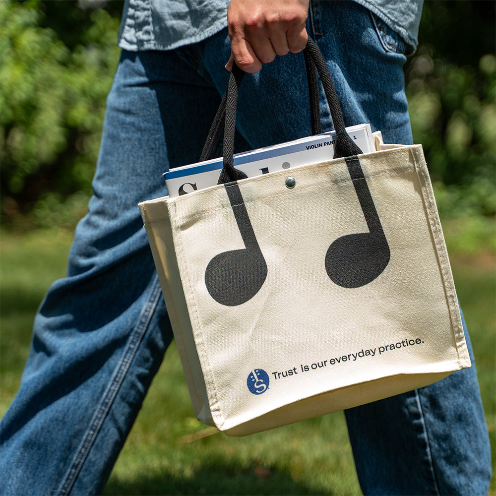 Shar Canvas Tote Bag with Music Note Handles