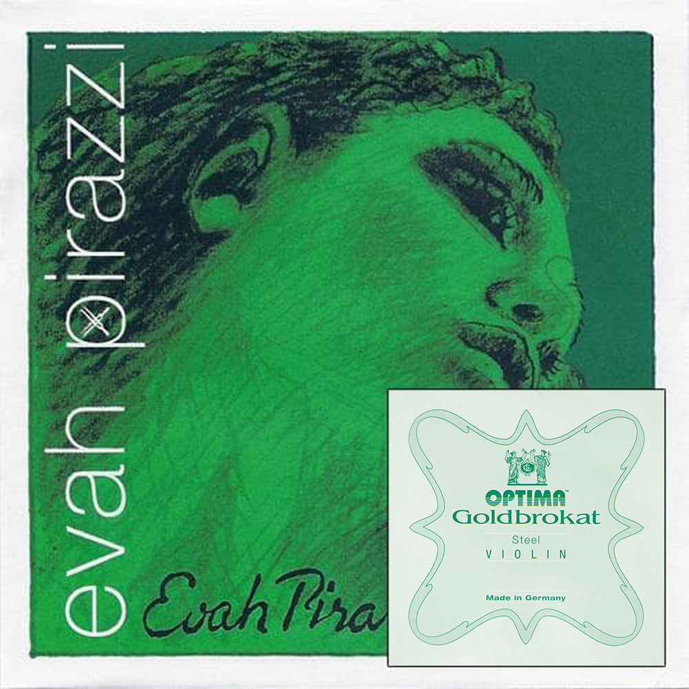 Evah Pirazzi Custom Violin String Set with Loop-End Goldbrokat E - 4/4 size - Medium Gauge