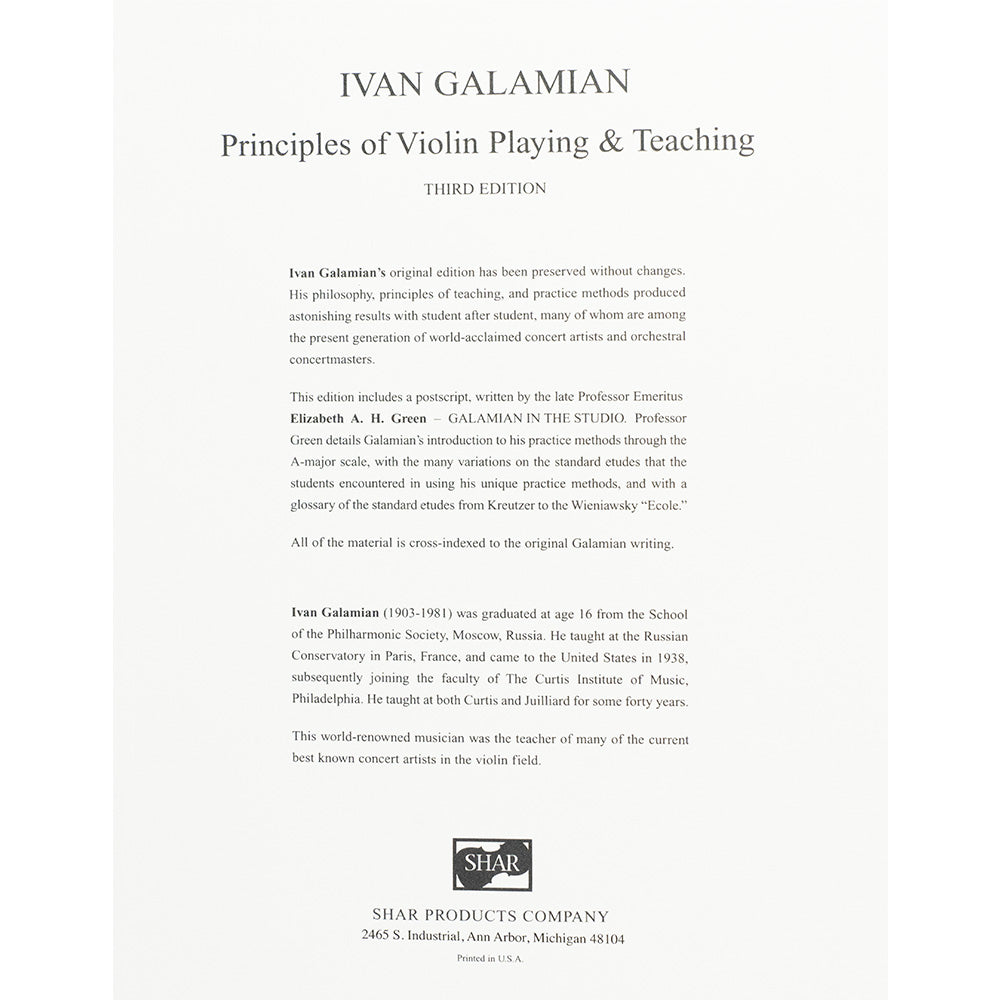 Principles of Violin Playing & Teaching (Hardcover) by Ivan Galamian