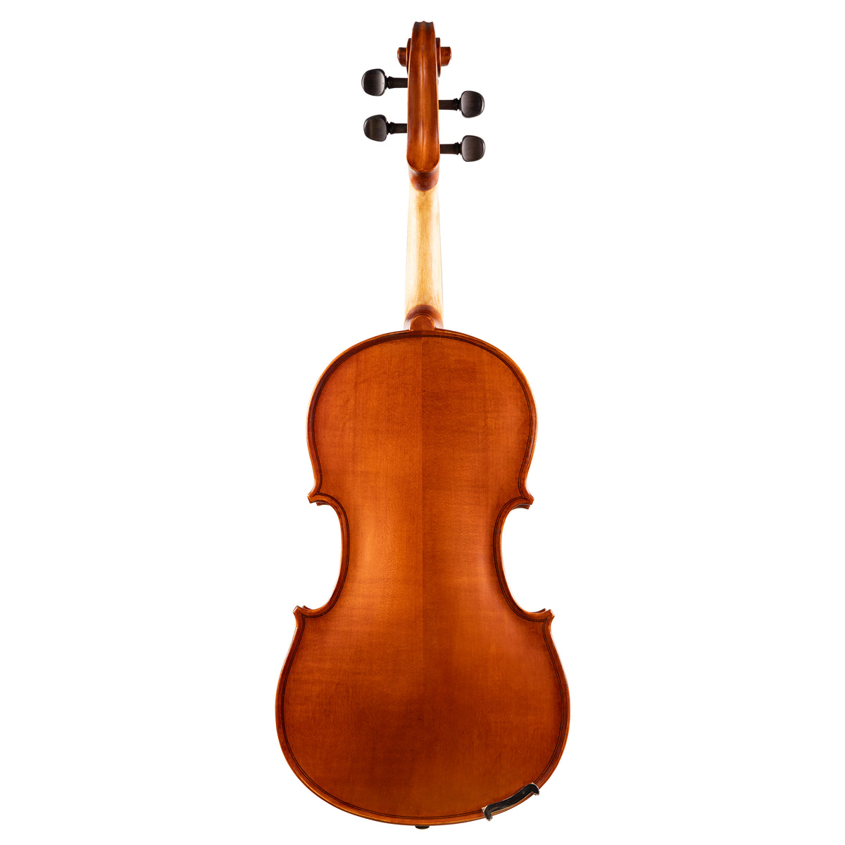 Back view of a Franz Hoffmann Danube beginner viola with spruce top, maple back, ebony fingerboard, pegs, and chinrest