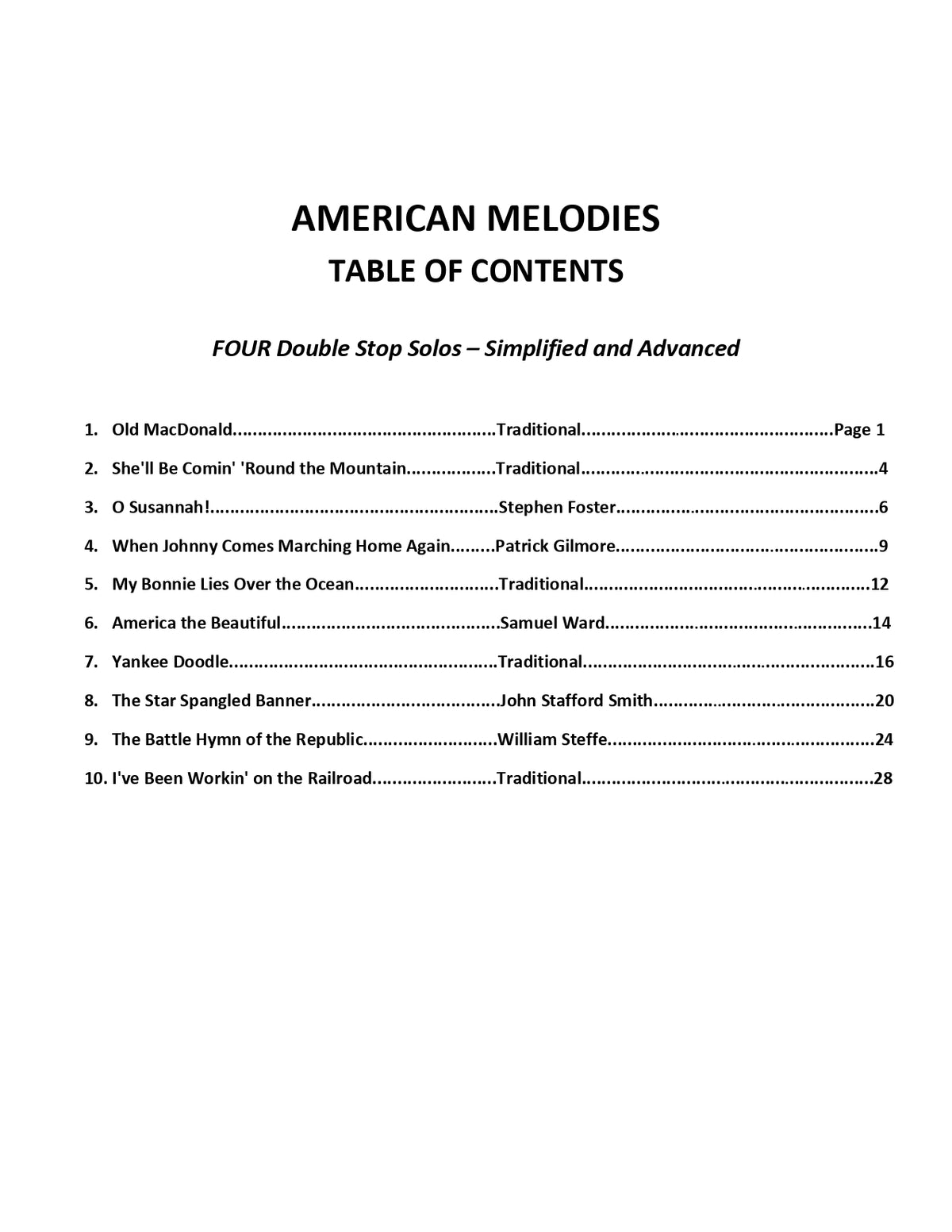 Yasuda, Martha - American Melodies: Double Stop Solos For Violin, Volume I & II - Digital Download