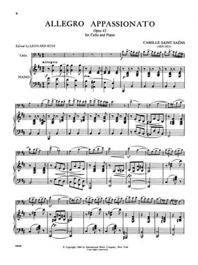 Saint-Saens, Camille - Allegro Appassionato Op 43 For Cello and Piano Edited by Leonard Rose Published by International Music Company