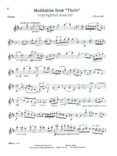 Massenet, Jules - Méditation from "Thaïs" - Violin and Piano - M P Marsick - Boston Music Co