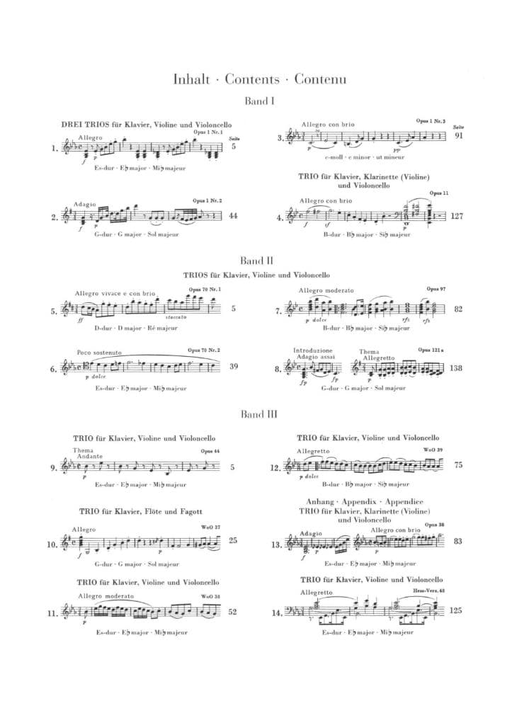 Beethoven, Ludwig - Piano Trios Volume 1 for Violin, Cello and Piano - Henle Verlag URTEXT Edition