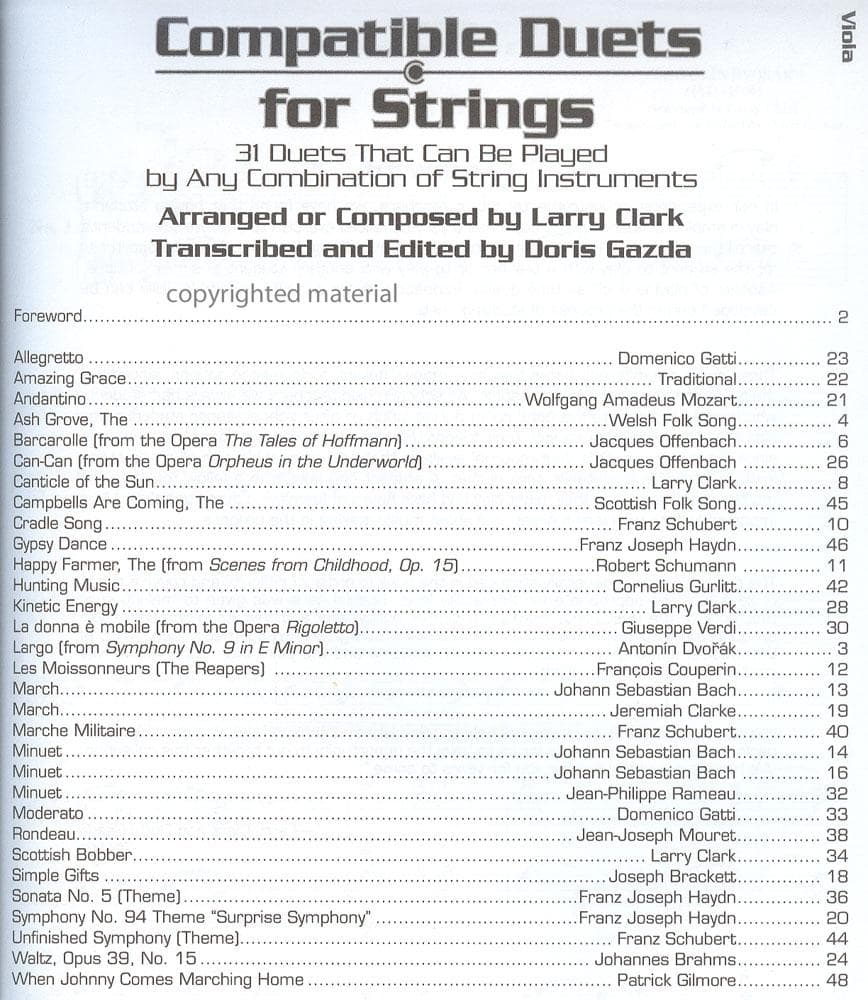 Gazda / Clark - Compatible Duets for Strings - Viola - Carl Fischer