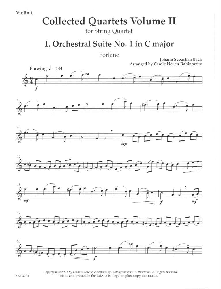 Rabinowitz, Carole Neuen -Collected Quartets, Volume 2 - for String Quartet - Latham Music Enterprise