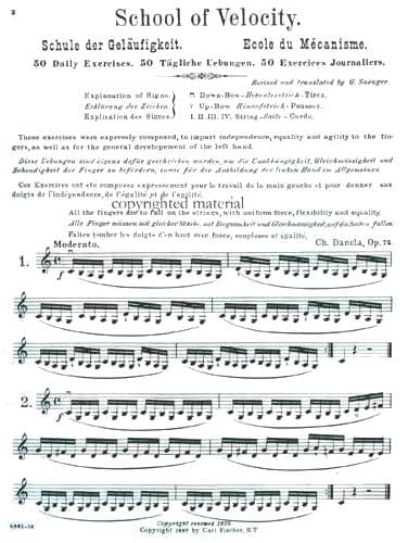 Dancla, Charles - School of Velocity, Op 74 for Violin - Arranged by Saenger - Fischer Edition