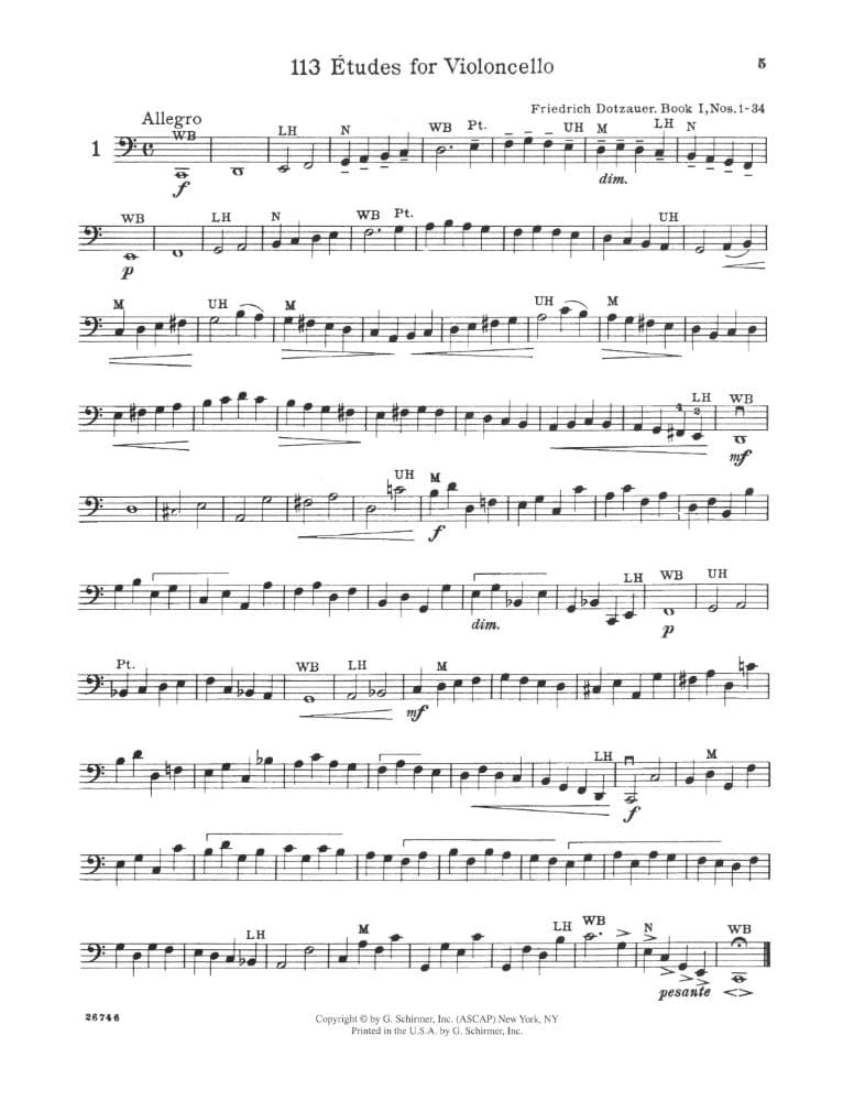 Dotzauer, J Friedrich - Exercises for Violoncello, Book 1 (Nos 1-34) - Cello solo - edited by Johannes Klingenberg - Schirmer Edition