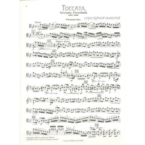 Frescobaldi, Girolamo - Toccata - Cello and Piano - edited by Gaspar Cassadó - Universal Edition