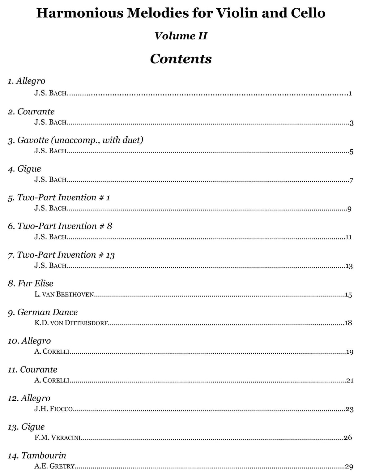 Yasuda, Martha - Harmonious Melodies For Violin And Cello, Volume II, 2nd Edition - Digital Download