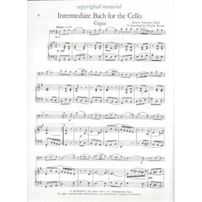 Intermediate Bach for Cello - Cello and Piano - edited by Charles Krane - Spratt Music Publishers