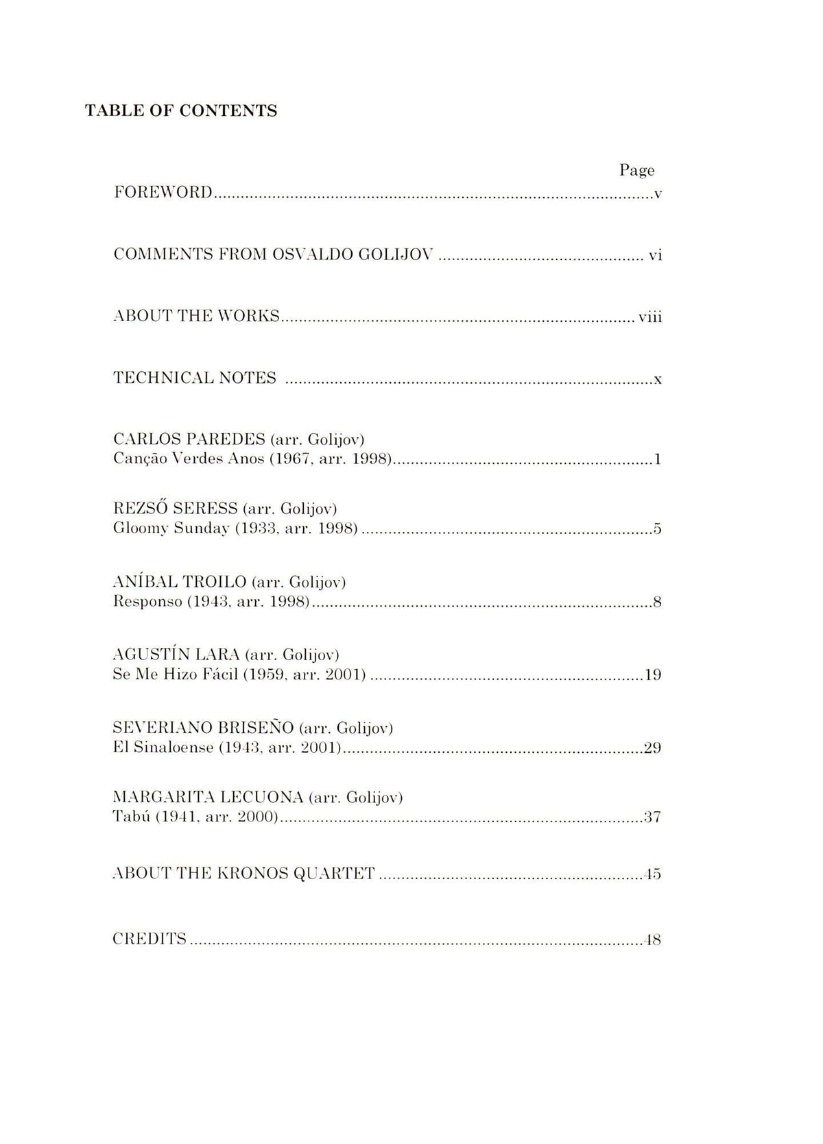 Kronos Collection - Volume 2 - for String Quartet - arranged by Osvaldo Golijov - Boosey & Hawkes