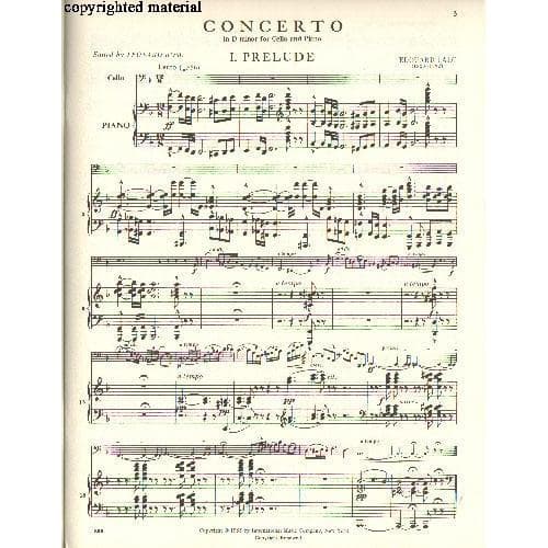 Lalo, Edouard - Concerto in d minor - Cello and Piano - edited by Leonard Rose - International Music Co