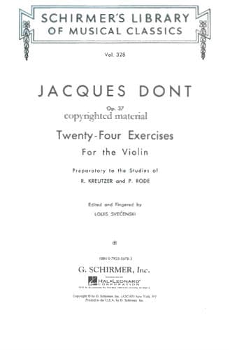 Dont, Jakob - 24 Studies, Op 37 - Violin solo - edited by Louis Svecenski - Schirmer Edition