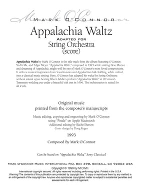 O'Connor, Mark - Appalachia Waltz Orchestral - Score - Digital Download