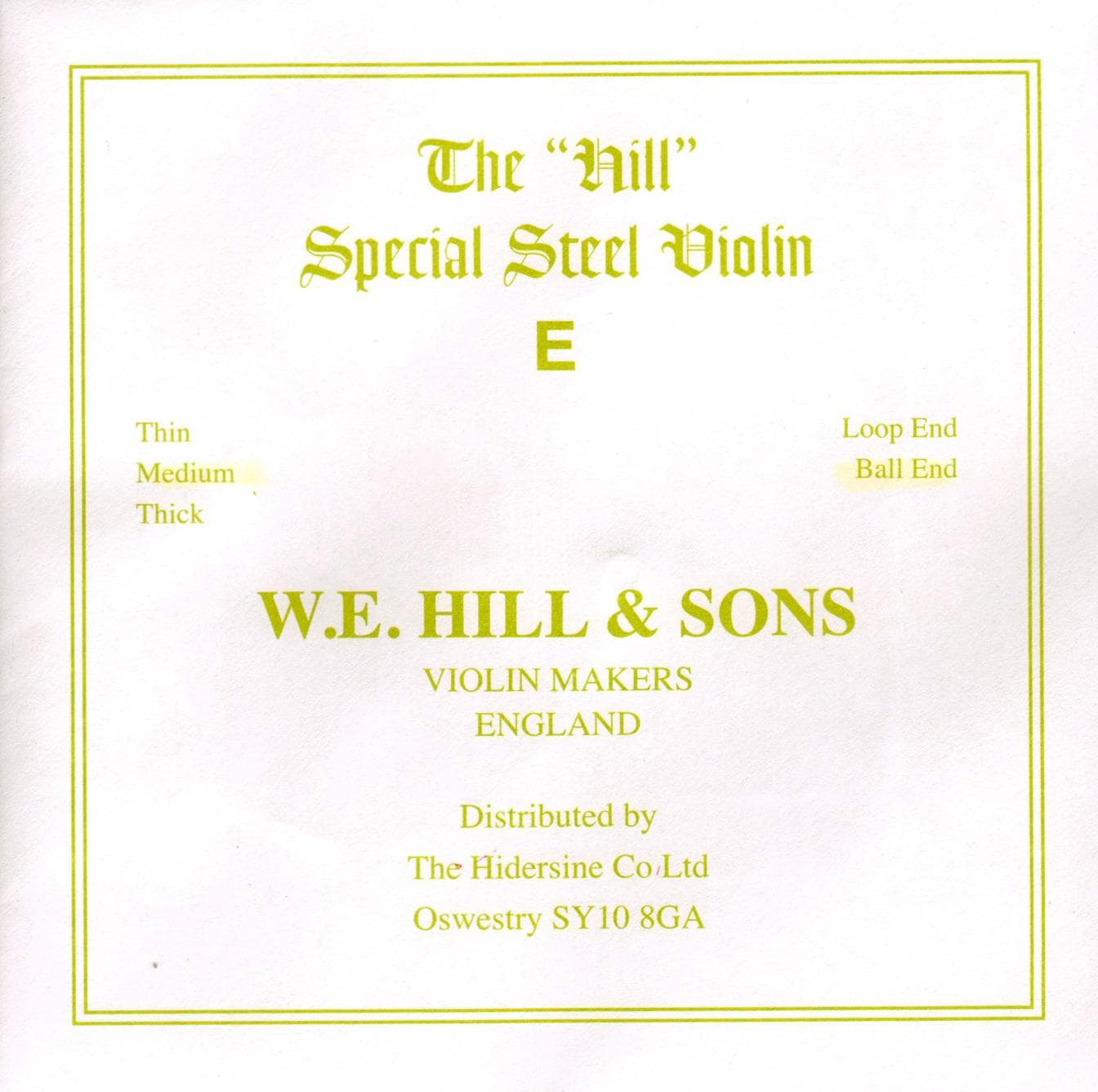 Hill & Sons Special Steel Violin E String