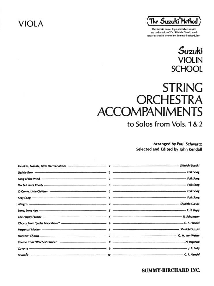 String Orchestra Accompaniments to Solos from Suzuki Violin School, Volumes 1 and 2 - Viola