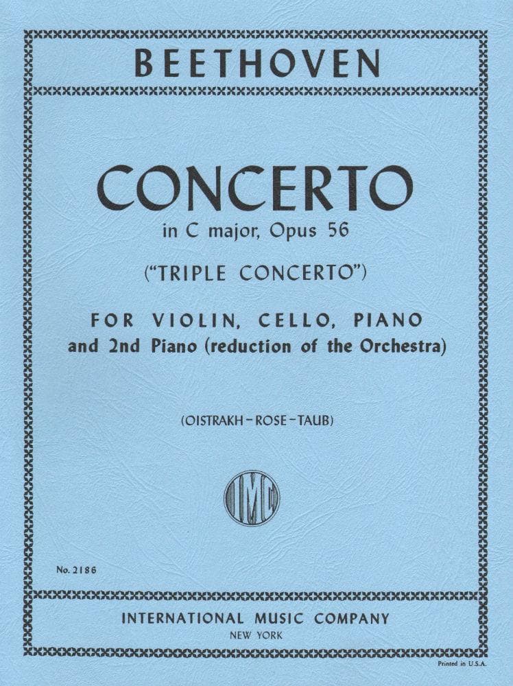 Beethoven, Ludwig - Triple Concerto in C Major for Violin, Cello, Piano and Orchestra, Op 56 - Arranged by Oistrakh-Rose - International Edition